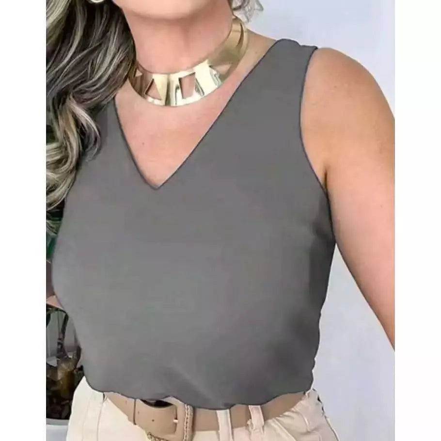 Blusa Feminina Regata Alça Larga Duna Lisa Frente Única – Elegante e Versátil