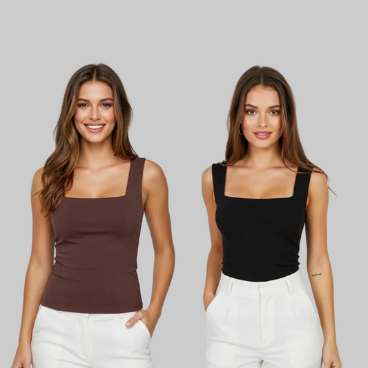 Kit 2 Regatas Femininas Suplex Decote Quadrado – Básica, Casual e Confortável