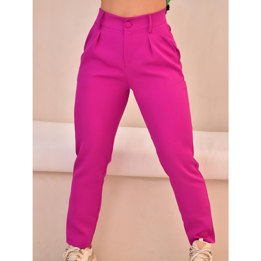 Calça Alfaiataria Feminina Reta plissada Elegante Social Casual Plus size mais vendidas