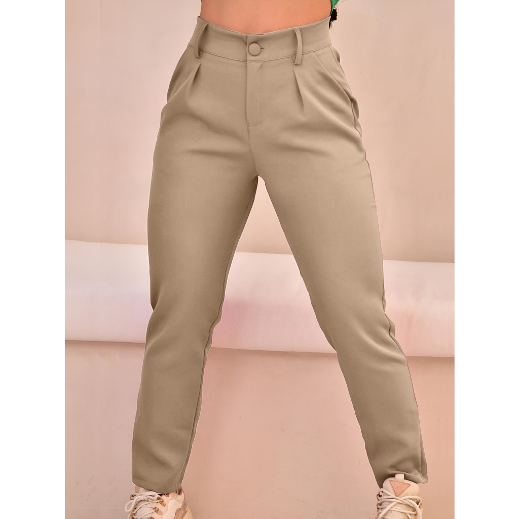 Calça Alfaiataria Feminina Reta plissada Elegante Social Casual Plus size mais vendidas