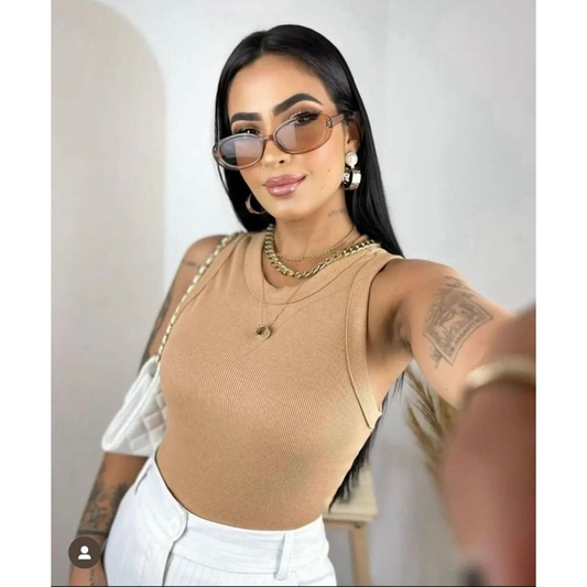 Kit 2 Blusas Feminina Regata Canelada Ribana Premium Social Americana Basica Promoção