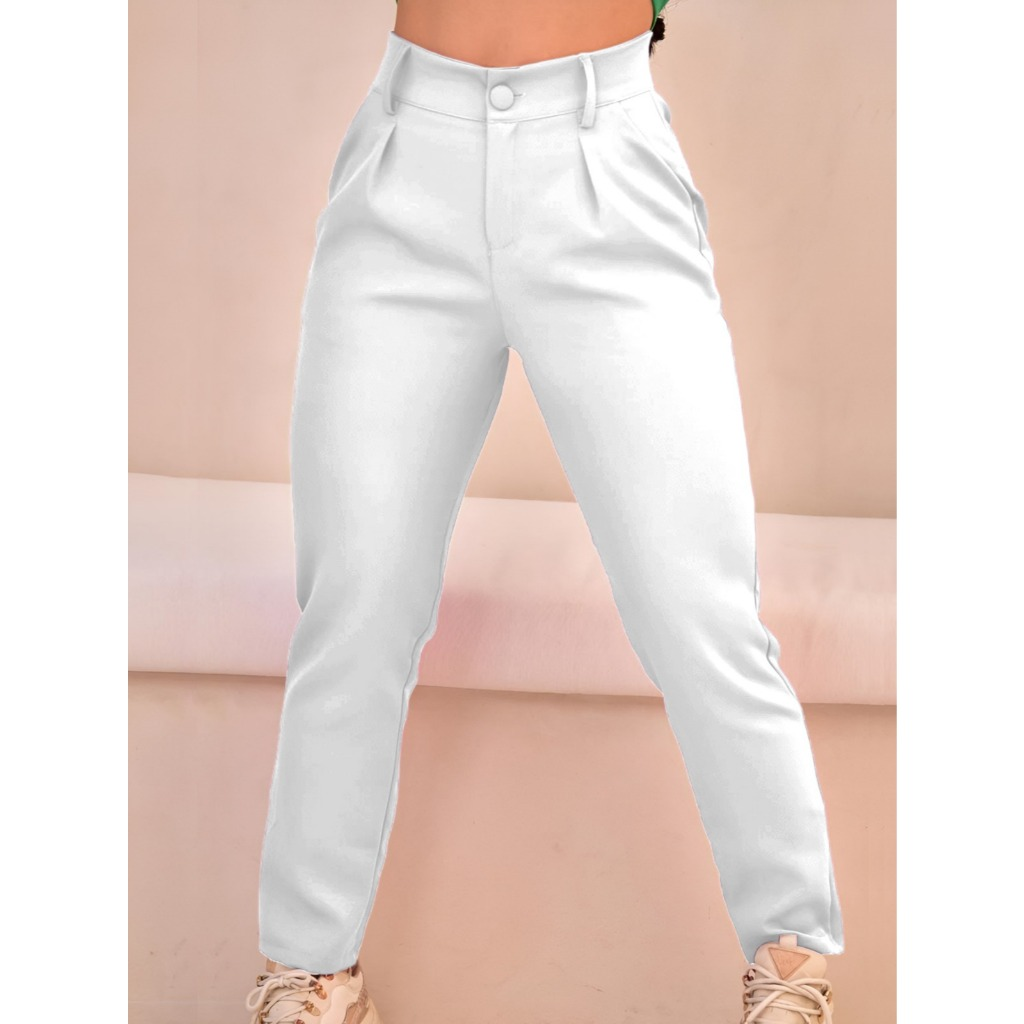 Calça Alfaiataria Feminina Reta plissada Elegante Social Casual Plus size mais vendidas
