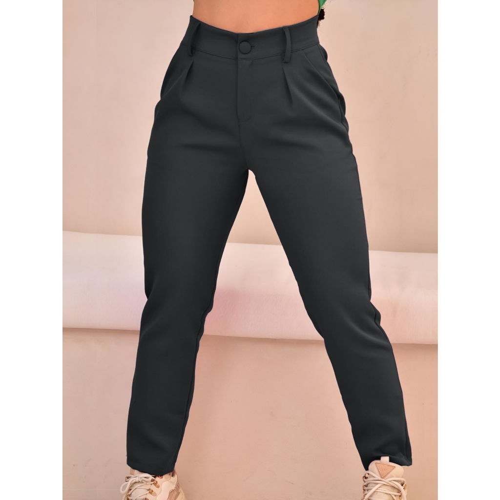 Calça Alfaiataria Feminina Reta plissada Elegante Social Casual Plus size mais vendidas