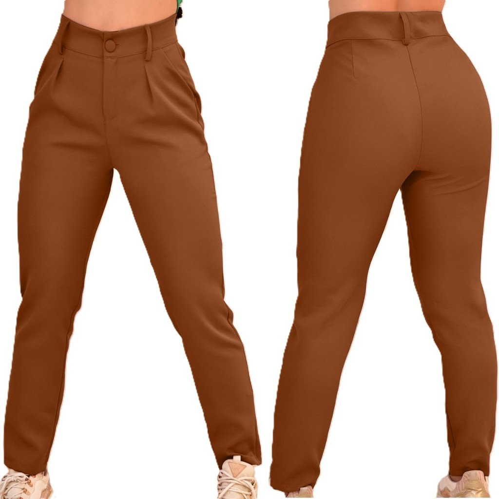 Calça Alfaiataria Feminina Reta plissada Elegante Social Casual Plus size mais vendidas