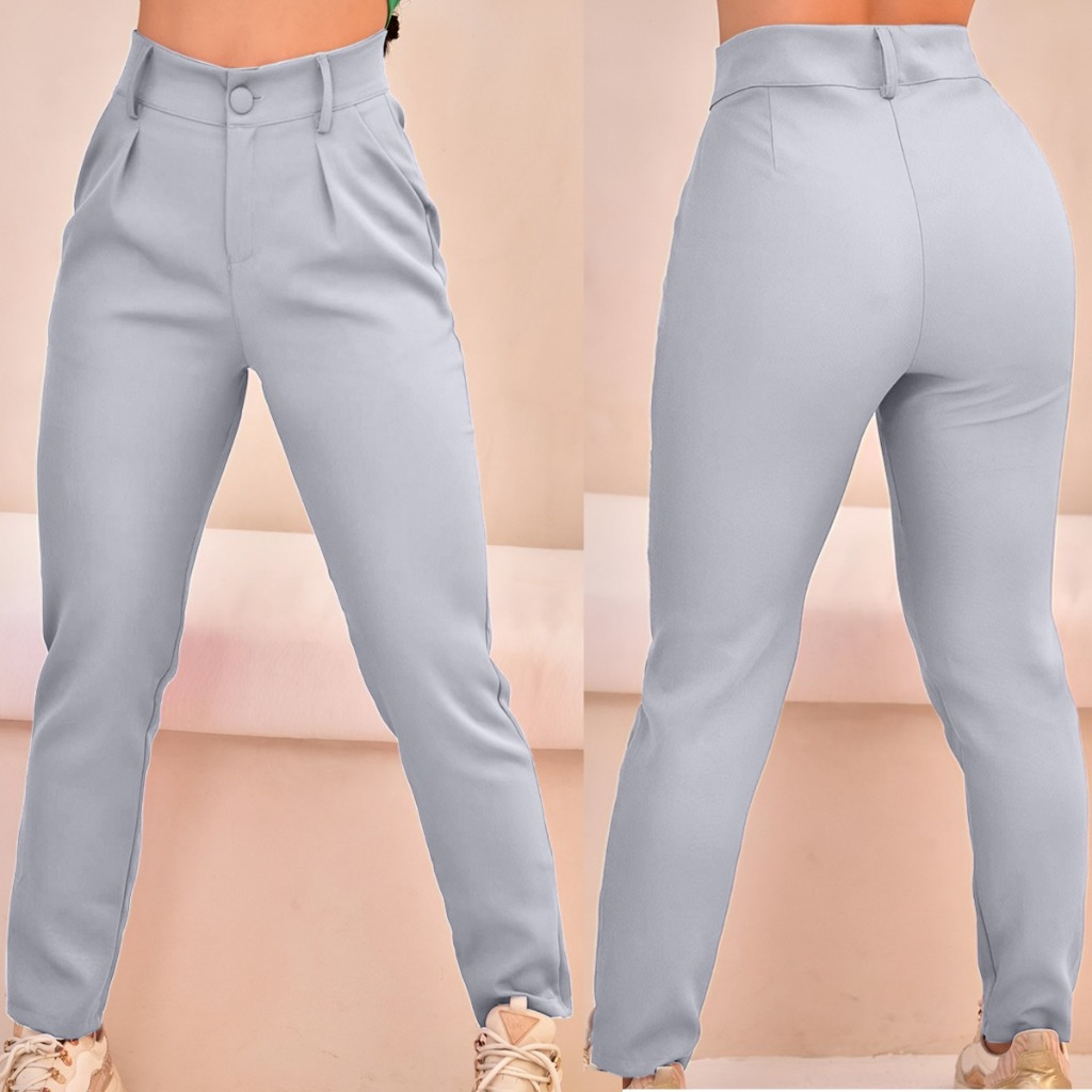Calça Alfaiataria Feminina Reta plissada Elegante Social Casual Plus size mais vendidas