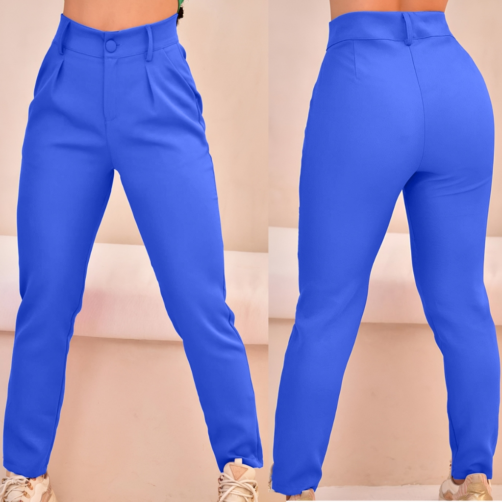 Calça Alfaiataria Feminina Reta plissada Elegante Social Casual Plus size mais vendidas