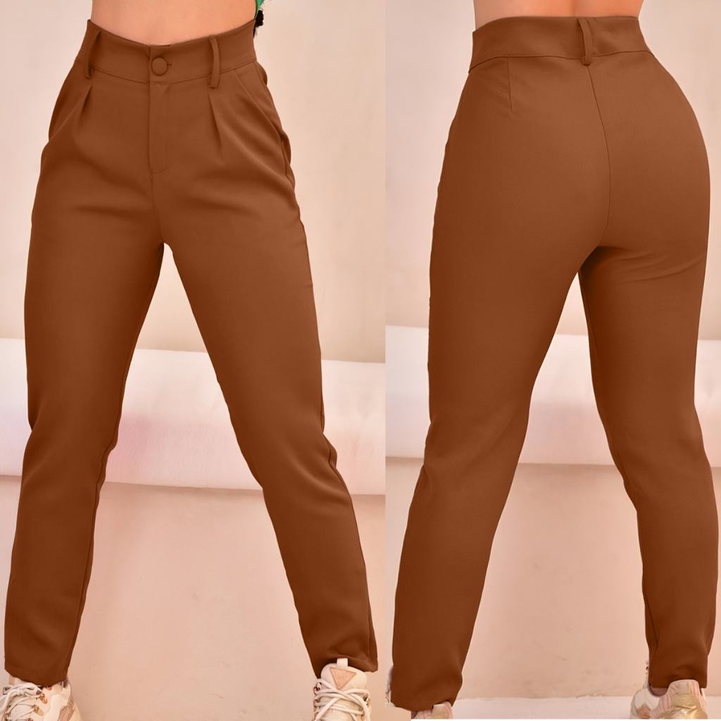 Calça Alfaiataria Feminina Reta plissada Elegante Social Casual Plus size mais vendidas