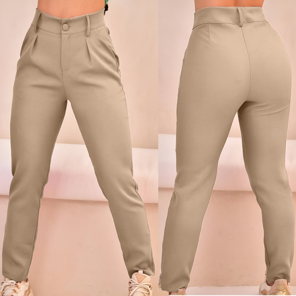 Calça Alfaiataria Feminina Reta plissada Elegante Social Casual Plus size mais vendidas