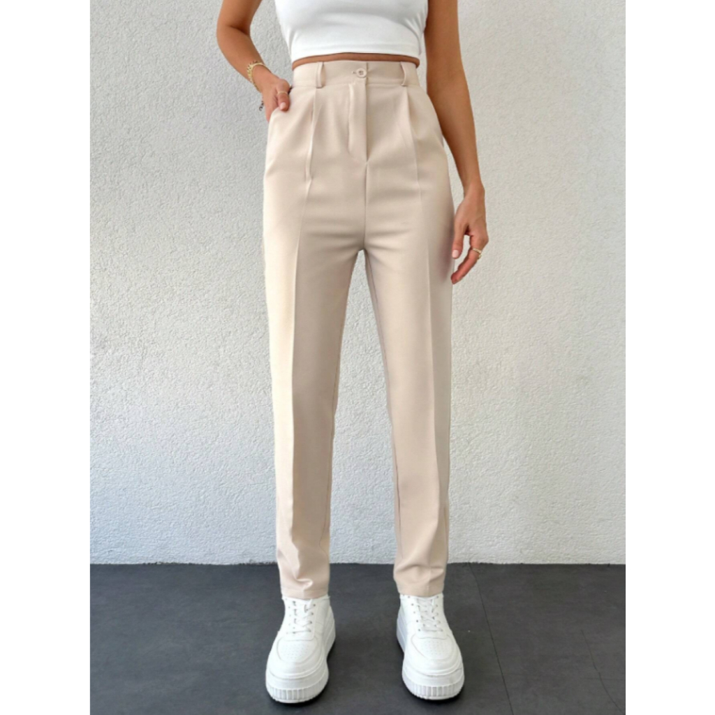 Calça Alfaiataria Feminina Reta plissada Elegante Social Casual Plus size mais vendidas