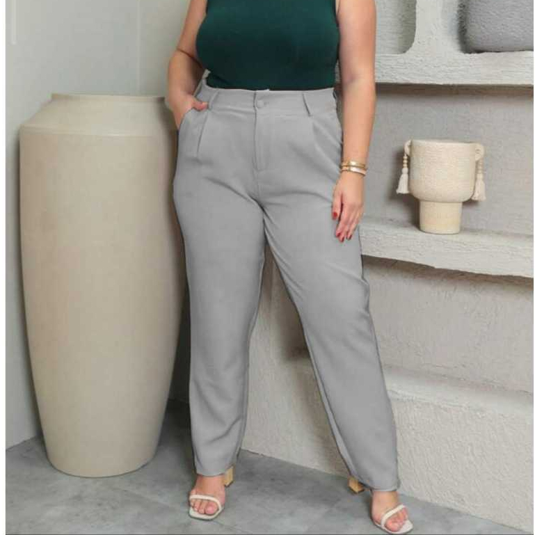 Calça Alfaiataria Feminina Reta plissada Elegante Social Casual Plus size mais vendidas