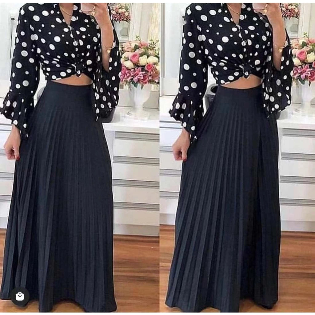 Saia Plissada Longa Evangélica Elegante Forrada Lisa