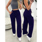 Calça Pantalona Feminina Lanzinha Cintura Alta com Bolso e Elástico