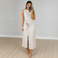 Conjunto Feminino Colete e Saia Midi com Fenda Elegante