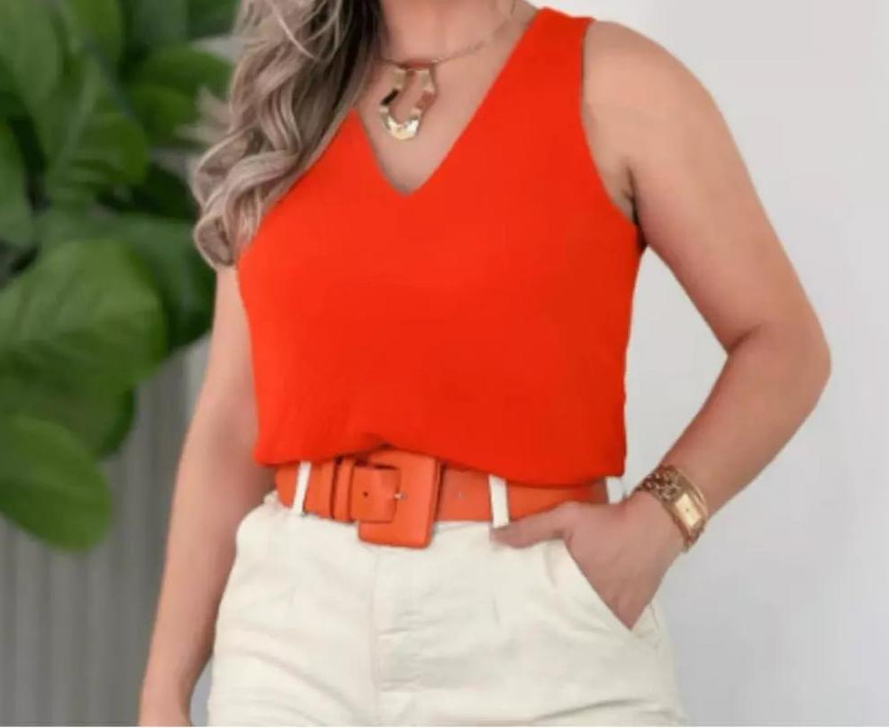 Blusa Feminina Regata Alça Larga Duna Lisa Frente Única – Elegante e Versátil