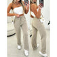 Calça Pantalona Feminina Lanzinha Cintura Alta com Bolso e Elástico