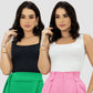Kit 2 Regatas Femininas Suplex Decote Quadrado – Básica, Casual e Confortável