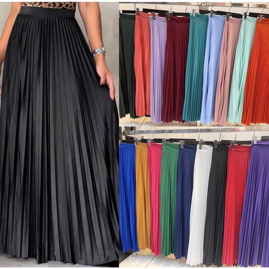 Saia Plissada Longa Evangélica Elegante Forrada Lisa