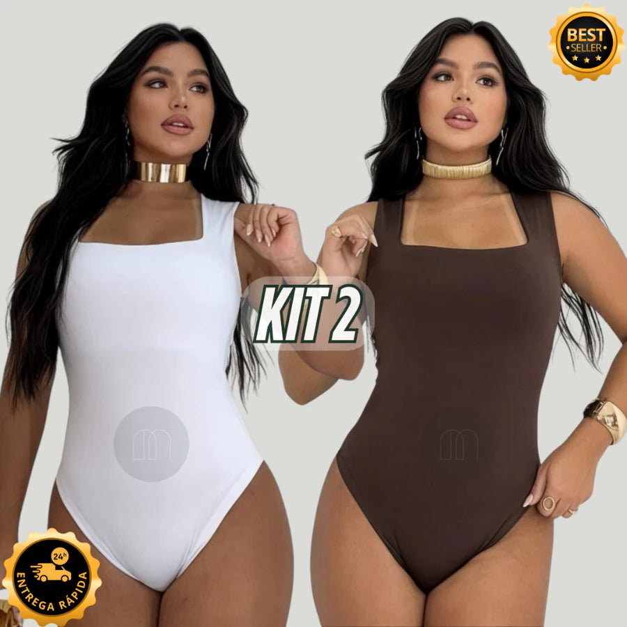 Kit 2 Body Feminino Suplex Regata Forro Duplo Premium Confortável e Elegante