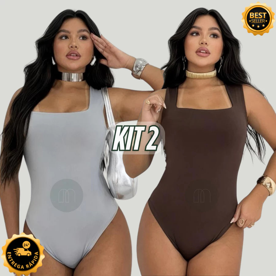 Kit 2 Body Feminino Suplex Regata Forro Duplo Premium Confortável e Elegante