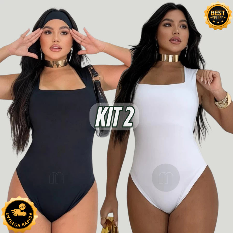 Kit 2 Body Feminino Suplex Regata Forro Duplo Premium Confortável e Elegante