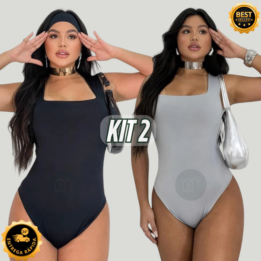 Kit 2 Body Feminino Suplex Regata Forro Duplo Premium Confortável e Elegante