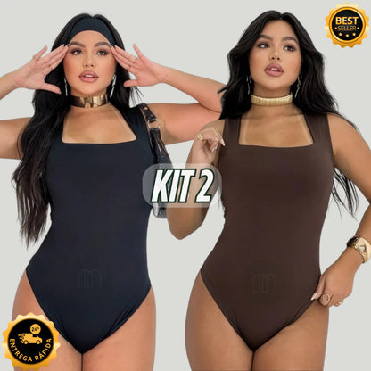 Kit 2 Body Feminino Suplex Regata Forro Duplo Premium Confortável e Elegante