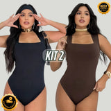 Kit 2 Body Feminino Suplex Regata Forro Duplo Premium Confortável e Elegante