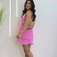 Vestido Curto Soltinho Super Elegante Clara no Tecido Duna Com Babado na Parte de Baixo Moda Verão.