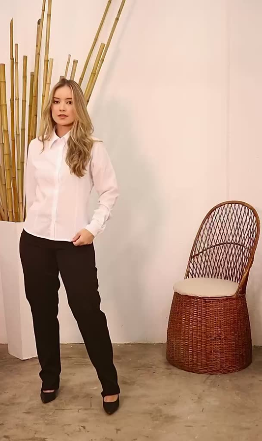 Camisa social feminina manga longa Camisete social feminina branca ou preta gabardine passa fácil direto da fábrica