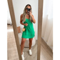 Vestido Curto Soltinho Super Elegante Clara no Tecido Duna Com Babado na Parte de Baixo Moda Verão.