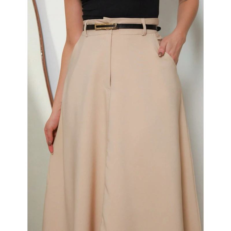 Saia Longa Feminina Alfaiataria Moda Evangélica Casual Básica Inverno Cintura Alta