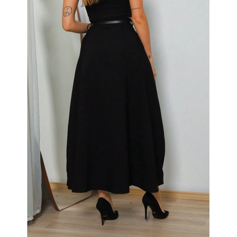 Saia Longa Feminina Alfaiataria Moda Evangélica Casual Básica Inverno Cintura Alta