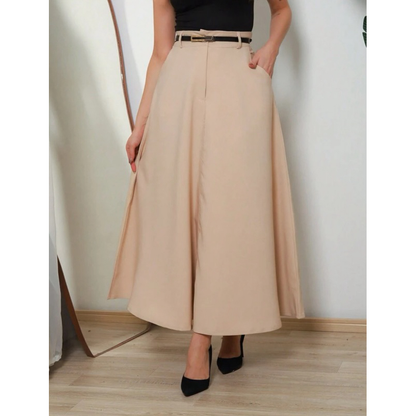 Saia Longa Feminina Alfaiataria Moda Evangélica Casual Básica Inverno Cintura Alta