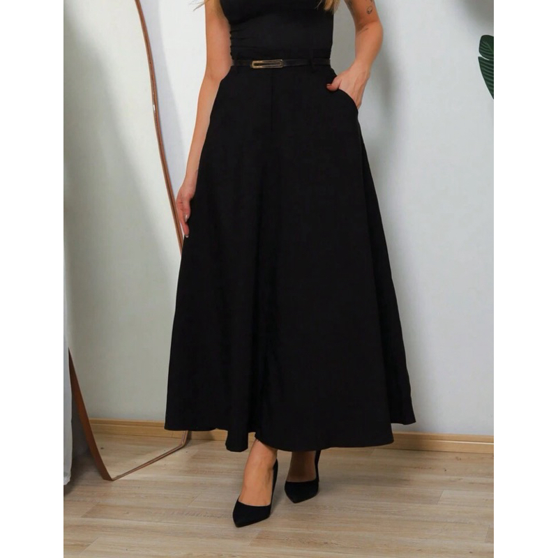 Saia Longa Feminina Alfaiataria Moda Evangélica Casual Básica Inverno Cintura Alta