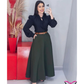 Saia Longa Feminina Alfaiataria Moda Evangélica Casual Básica Inverno Cintura Alta