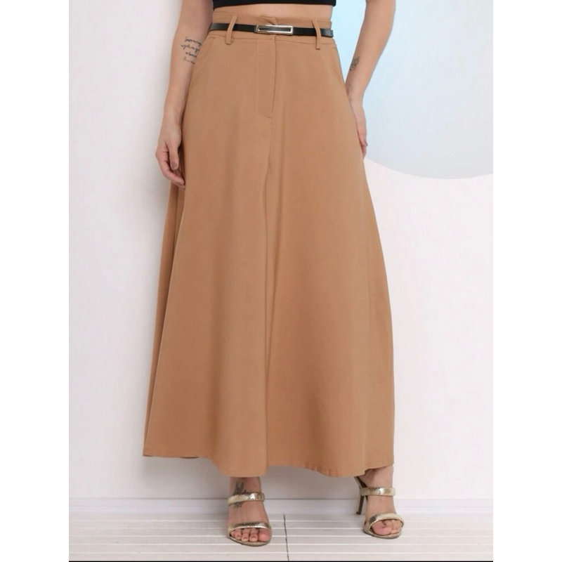 Saia Longa Feminina Alfaiataria Moda Evangélica Casual Básica Inverno Cintura Alta