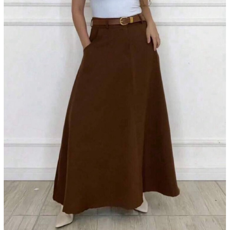 Saia Longa Feminina Alfaiataria Moda Evangélica Casual Básica Inverno Cintura Alta