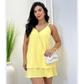 Vestido Curto Soltinho Super Elegante Clara no Tecido Duna Com Babado na Parte de Baixo Moda Verão.