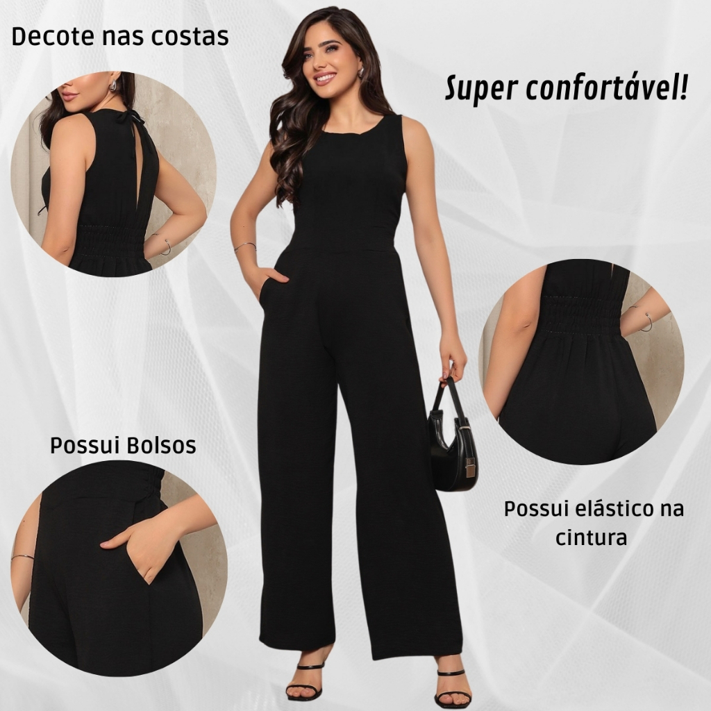 Macacão Feminino Longo Social Elegante Duna