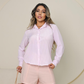 Camisa Social Manga Longa Feminina Crepinho Listrado