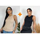 Kit 2 Blusas Feminina Regata Canelada Ribana Premium Social Americana Basica Promoção