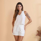Conjunto Alfaiataria Blusa Sem Manga e Short com Bolso
