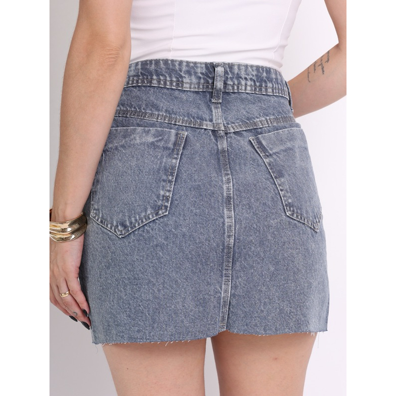 Saia Jeans Feminina Cintura Alta saia midi saia colorido sem rascada 8156
