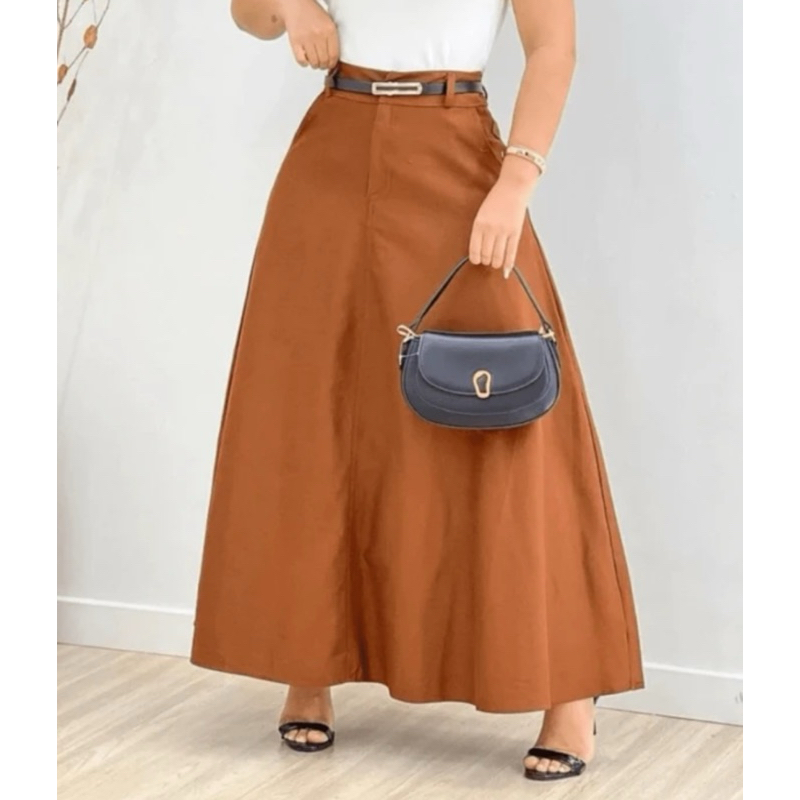 Saia Longa Feminina Alfaiataria Moda Evangélica Casual Básica Inverno Cintura Alta