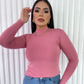 Blusa Feminina Cacharrel Gola Alta Manga Longa Segunda Pele Básica Elegante