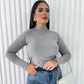 Blusa Feminina Cacharrel Gola Alta Manga Longa Segunda Pele Básica Elegante
