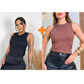 Kit 2 Blusas Feminina Regata Canelada Ribana Premium Social Americana Basica Promoção