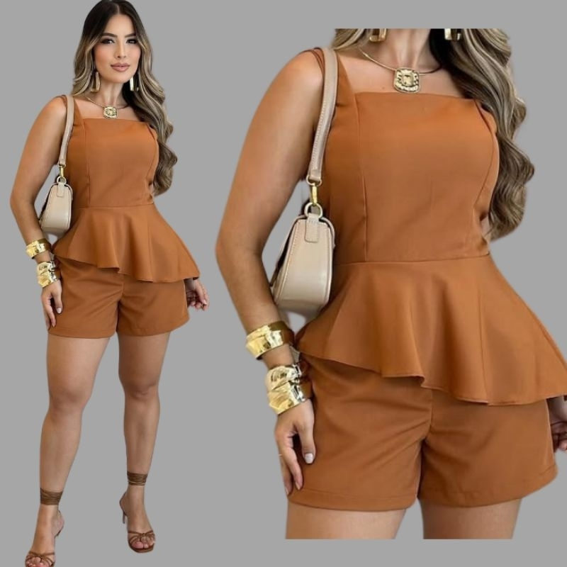 Conjunto Feminino Alfaiataria Regata e Short Estilo Simetria