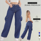 Calça Cargo Jeans Premium Feminino Com Bolsos Laterais Perna Larga + 5 Cores 10 ao 44