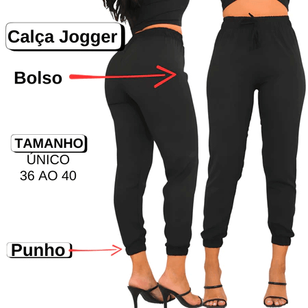 Calça Pantalona Feminina com Bolso Tecido Duna Corte Reto Alfaiataria e Cintura Alta P ao GG